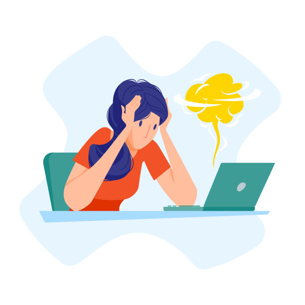 一个女人坐在桌子旁，看着一个坏掉的笔记本电脑，抱着她的头。烟从电脑里冒出来图片下载