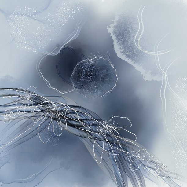 银色花朵的抽象流体艺术设计图片下载