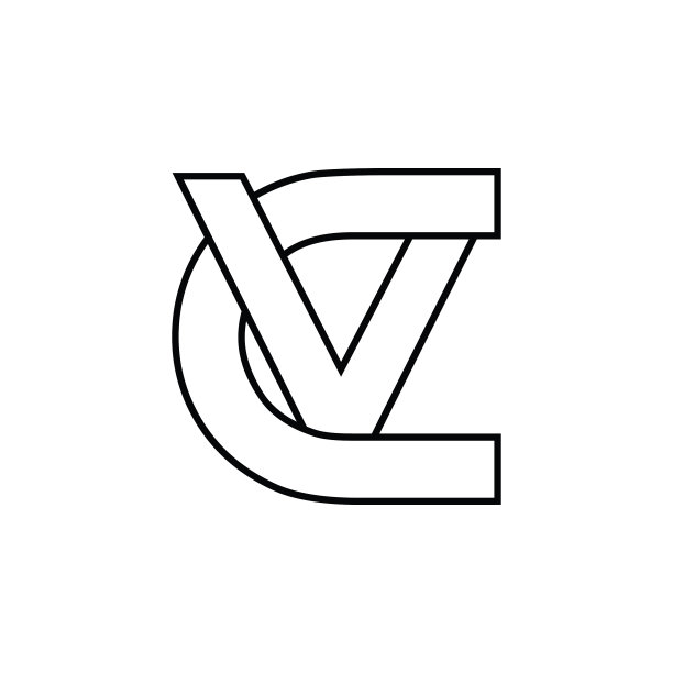 字母CV细线连接标志图片下载