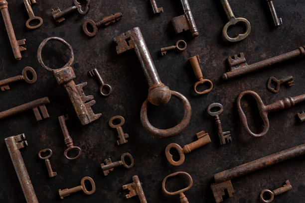 许多不同的古董钥匙的图案图片下载