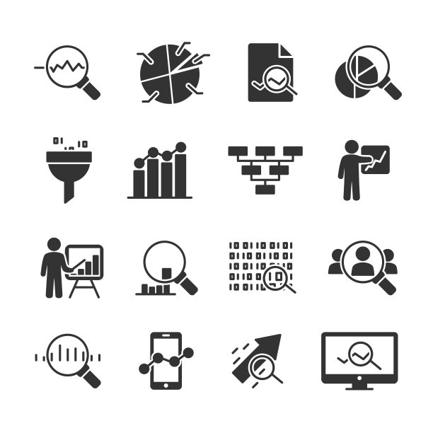 向量图像集的数据分析图标。图片下载