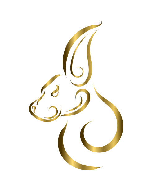 兔头金线艺术。很好的使用符号，吉祥物，图标，化身，纹身，T恤设计，标志或任何你想要的设计。图片下载