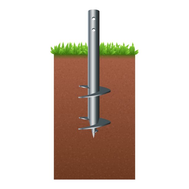 矢量插图钢螺钉圆桩孤立的白色背景。现实的基础桩图标在平面卡通风格。建筑地基的建筑材料。图片下载