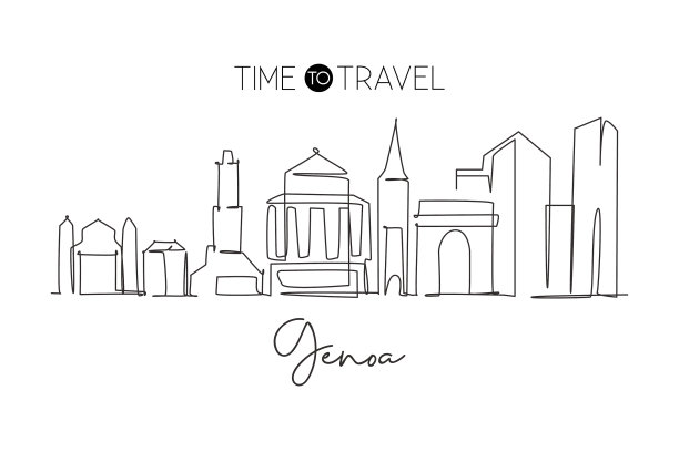 一条线画出热那亚城市的天际线图片下载