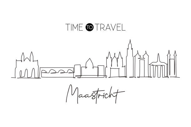 一条连续的线画出了马斯特里赫特城图片下载