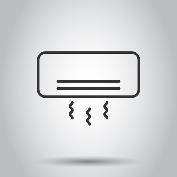 空调图标在平式冷却器上的白色图片下载