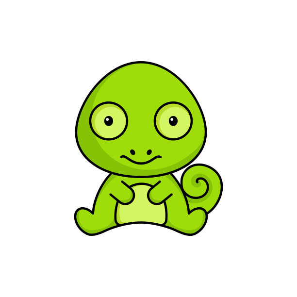 可爱的商业变色龙图标在白色的背景图片下载