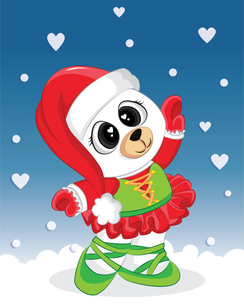 可爱的小熊穿着圣诞服装。为圣诞节的图形元素，儿童书，相册，剪贴簿，明信片。图片下载