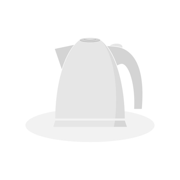 一种简单的电水壶，圆形，灰色，手柄上有开关。平面向量插图图片下载