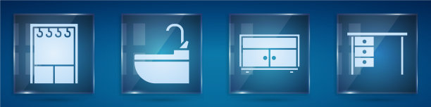 设有衣柜脸盆和水龙头柜的图片下载