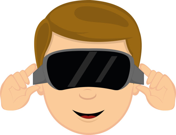 佩戴3D眼镜体验虚拟现实的男人矢量插画图片下载