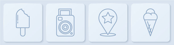 设置直线冰淇淋地图指针与星形照片图片下载