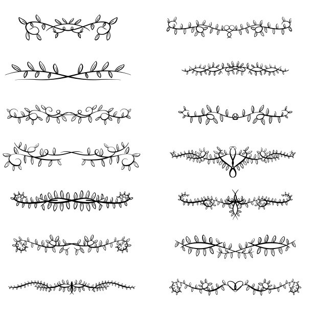 花饰，边界和装饰线的情人节或婚礼矢量插图图片下载