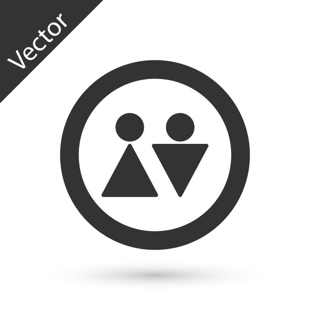 灰色马桶图标孤立在白色背景。WC的迹象。卫生间。向量图片下载