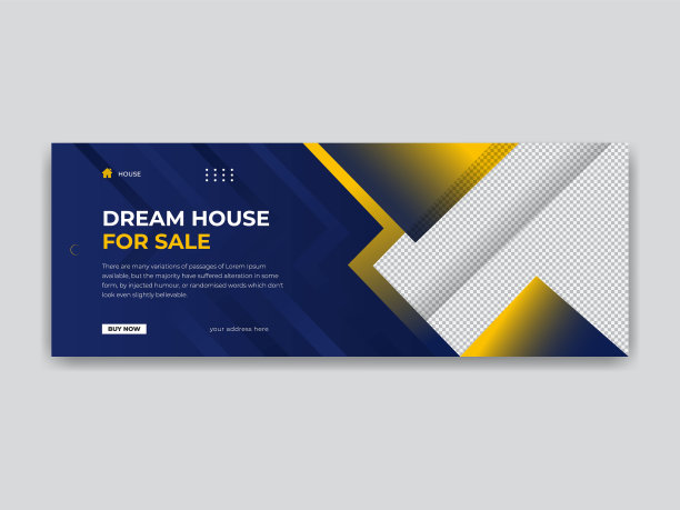 房地产社交媒体封面设计横幅广告时间轴模板图片下载