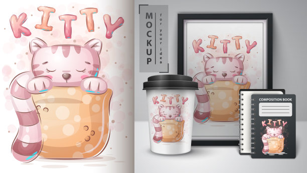 猫在杯海报和商品图片下载