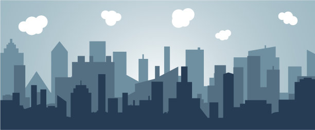 剪影卡通城市上的阴影图片下载