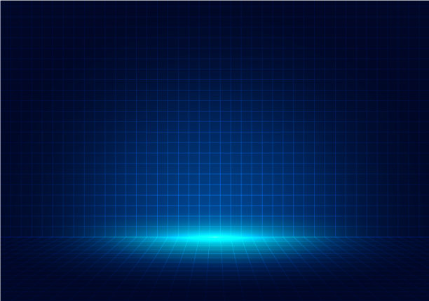 抽象的蓝色网格透视设计背景图片下载