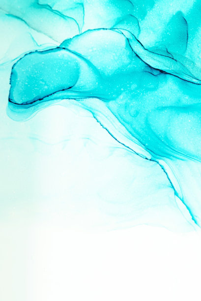 特写蓝绿色和海蓝宝石水墨抽象纹理图片下载