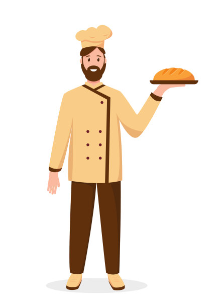 面包师傅的特色与新鲜的面包图片下载