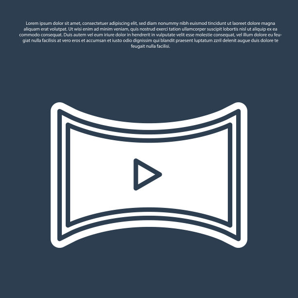 蓝线在线播放视频图标孤立在蓝色图片下载