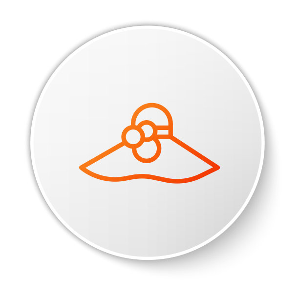 橙色线条优雅的女性帽子图标孤立上图片下载