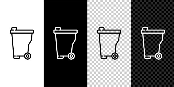 设置线垃圾桶图标隔离在黑色和图片下载