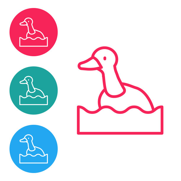 红色线飞行的鸭子图标孤立在白色图片下载