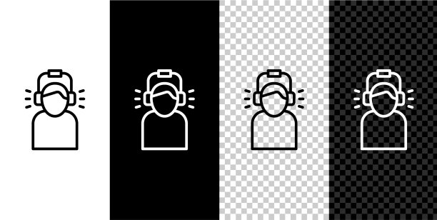 设置线人耳机图标隔离在黑色图片下载