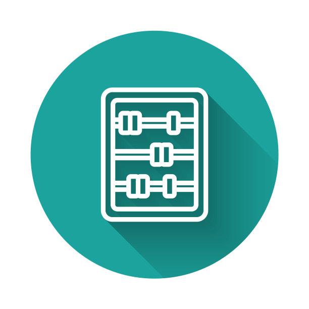 白线算盘图标孤立与长阴影图片下载