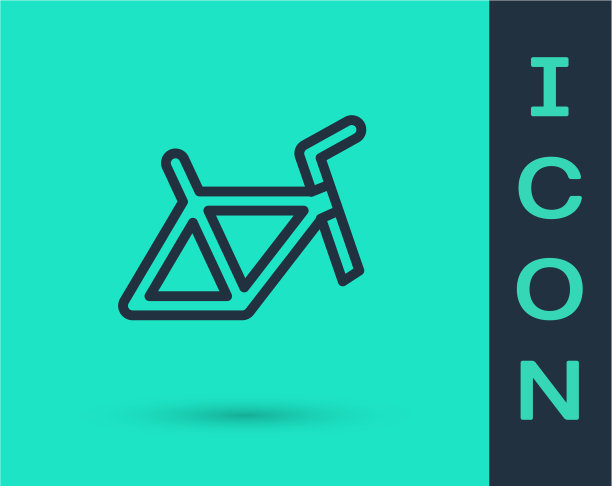 黑色线自行车框架图标孤立在绿色图片下载