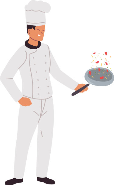 年轻的厨师手里拿着煎锅图片下载