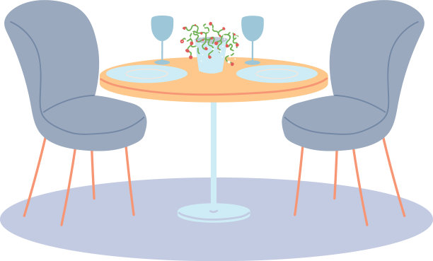 餐厅的桌子和两把椅子，还有盘子和图片下载