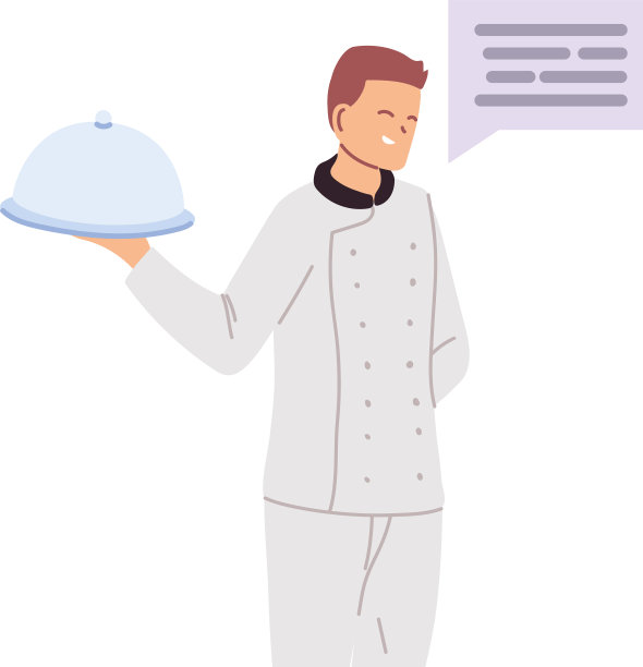 男人用托盘和短信泡泡做饭图片下载