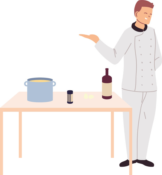 年轻厨师展示工作台图片下载