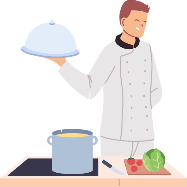 厨师有工作桌和食物图片下载