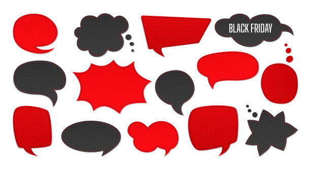 黑色星期五销售演讲气泡集模板图片下载