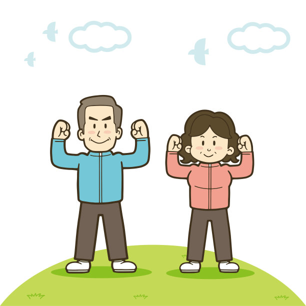 这是一对精力充沛的中年夫妇锻炼身体的例子。图片下载