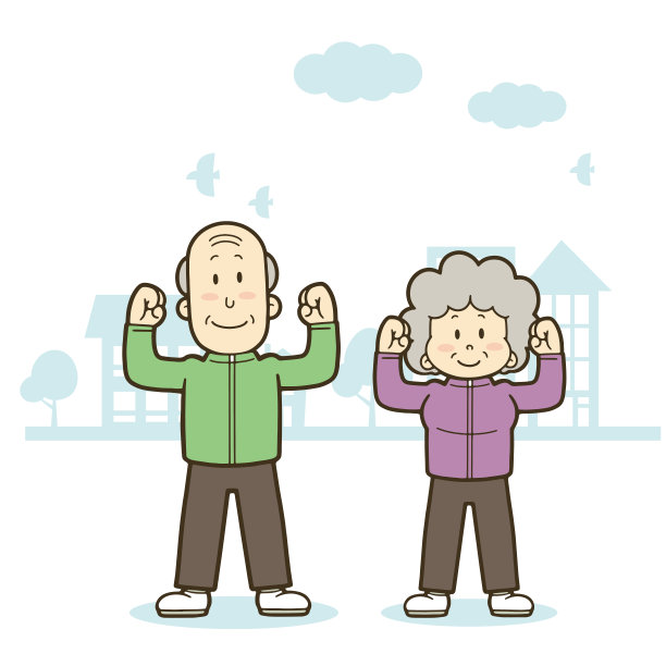 这是一对精力充沛的老年夫妇锻炼身体的例子。图片下载