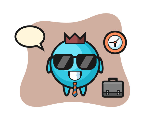 卡通吉祥物蓝莓作为商人图片下载