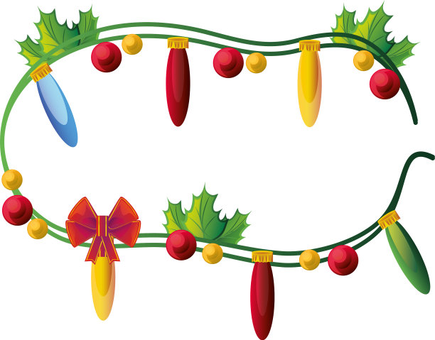 白色背景上的圣诞装饰灯图片下载