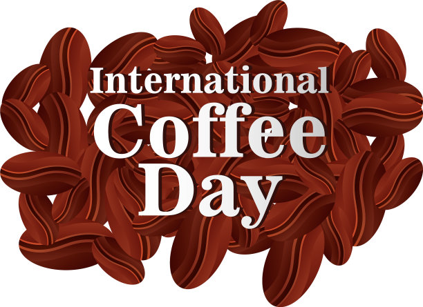 国际咖啡日标签与咖啡豆图片下载