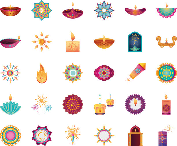 设置图标为印度节日灯在白色图片下载