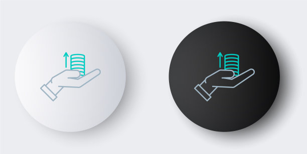 线钱手上图标孤立灰色图片下载