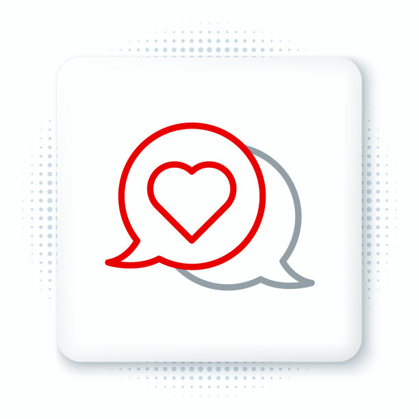 线心在语音气泡图标孤立上白色图片下载