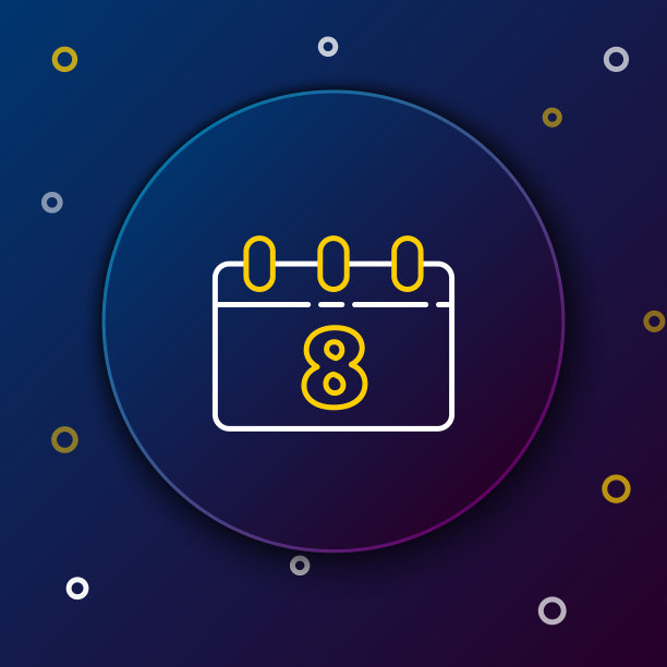行日历与3月8日图标隔离在蓝色图片下载