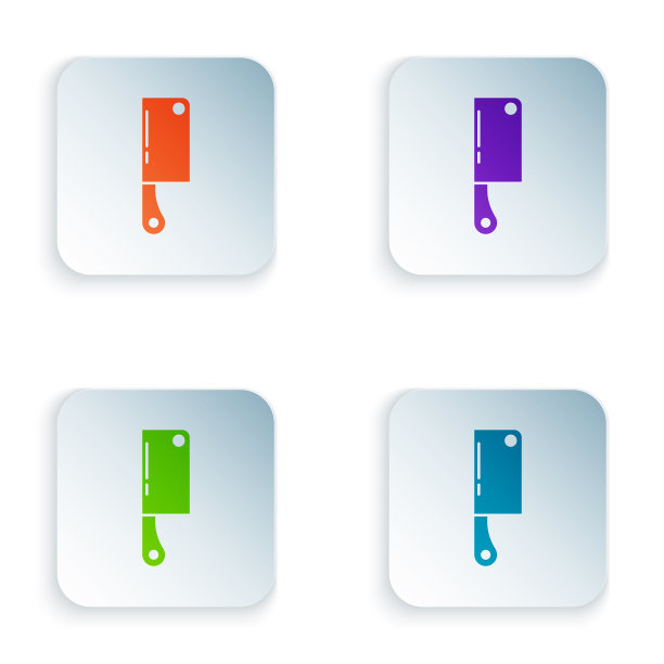 颜色肉类菜刀图标孤立在白色图片下载