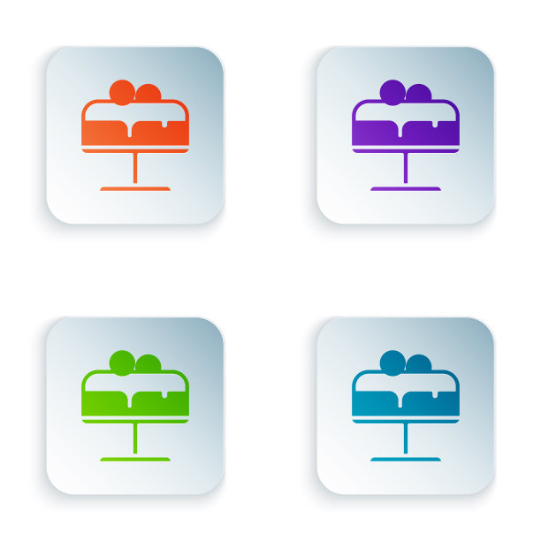 彩色蛋糕在盘子上图标孤立在白色图片下载