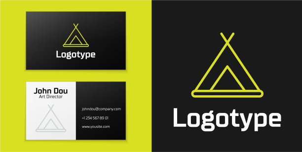 标志型线旅游帐篷图标孤立在黑色图片下载