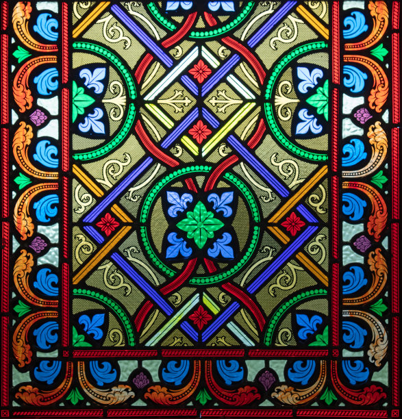 彩色教堂彩绘玻璃图片下载